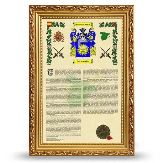 Del buendia Armorial History Framed - Gold