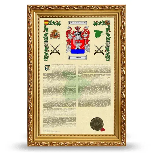 Del rio Armorial History Framed - Gold