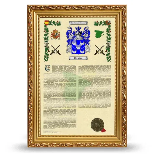 Del-pino Armorial History Framed - Gold