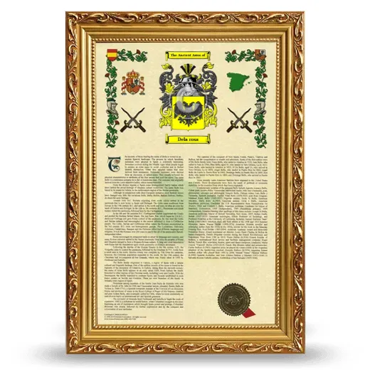 Dela rosa Armorial History Framed - Gold