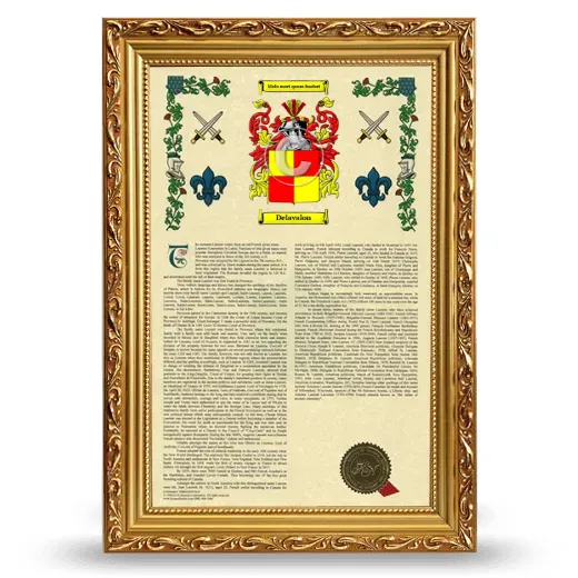 Delavalon Armorial History Framed - Gold