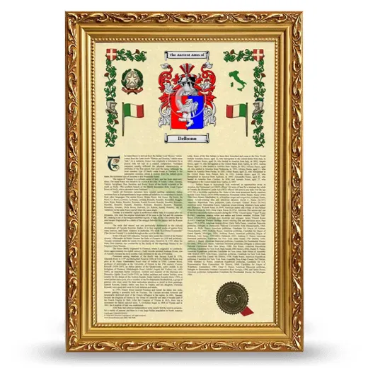 Delbono Armorial History Framed - Gold