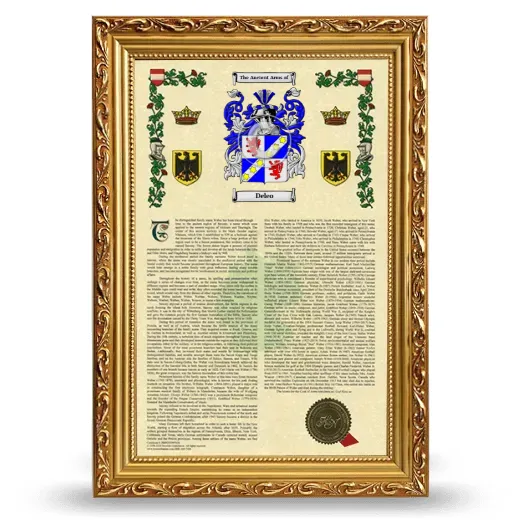 Deleo Armorial History Framed - Gold