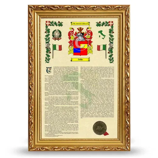 Delia Armorial History Framed - Gold