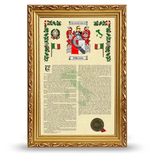 Della costa Armorial History Framed - Gold