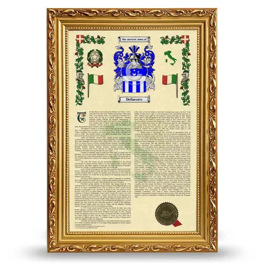 Dellacorte Armorial History Framed - Gold