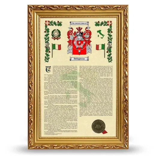 Dellapenna Armorial History Framed - Gold