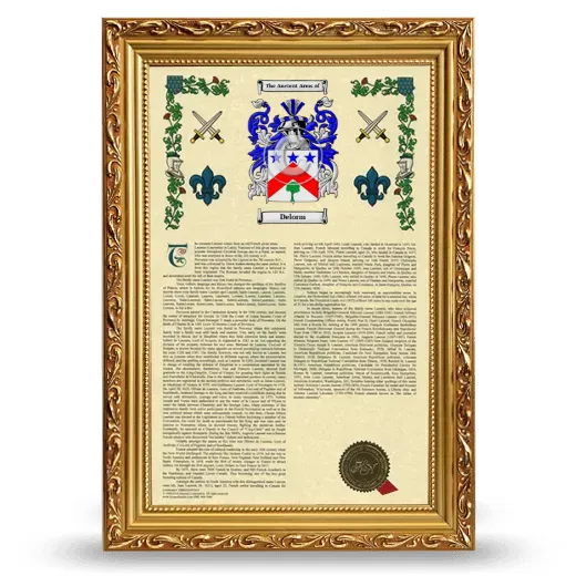 Delorm Armorial History Framed - Gold