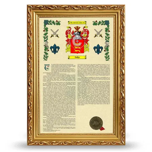 Delys Armorial History Framed - Gold