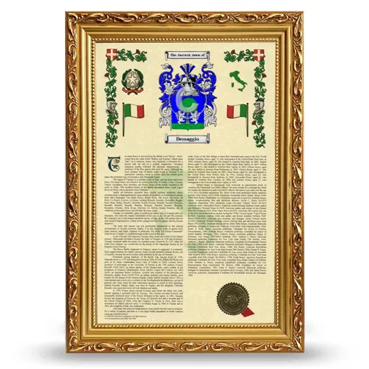 Demaggio Armorial History Framed - Gold