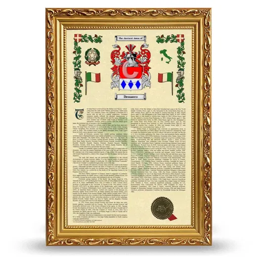 Demarco Armorial History Framed - Gold
