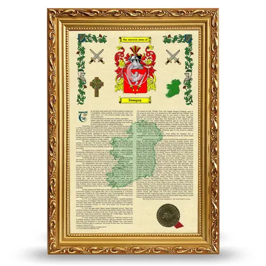 Dempsy Armorial History Framed - Gold