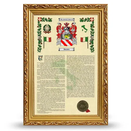 Denato Armorial History Framed - Gold