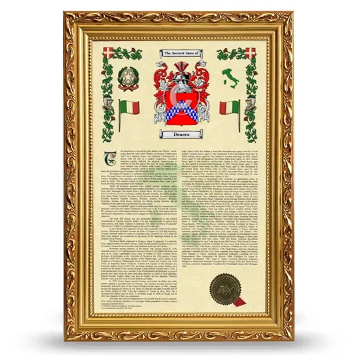 Denero Armorial History Framed - Gold