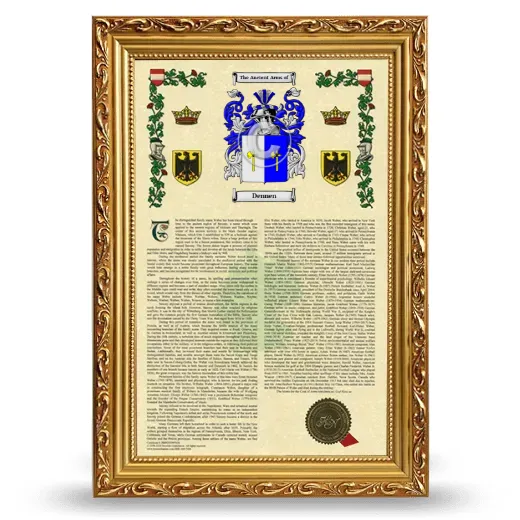Dennen Armorial History Framed - Gold
