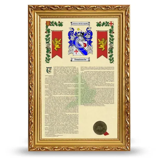 Dennisombe Armorial History Framed - Gold