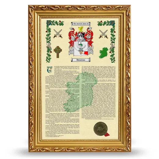 Denovan Armorial History Framed - Gold