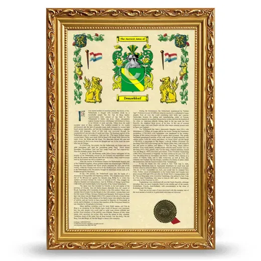 Denzeldorf Armorial History Framed - Gold