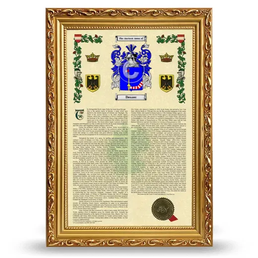 Denzer Armorial History Framed - Gold