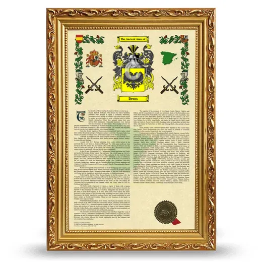 Deras Armorial History Framed - Gold