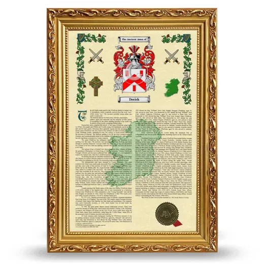 Derick Armorial History Framed - Gold