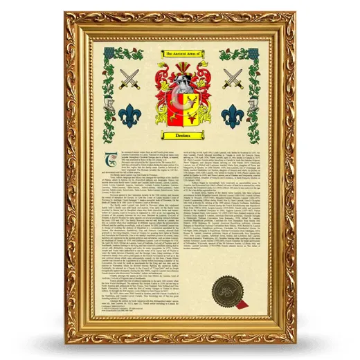 Derion Armorial History Framed - Gold