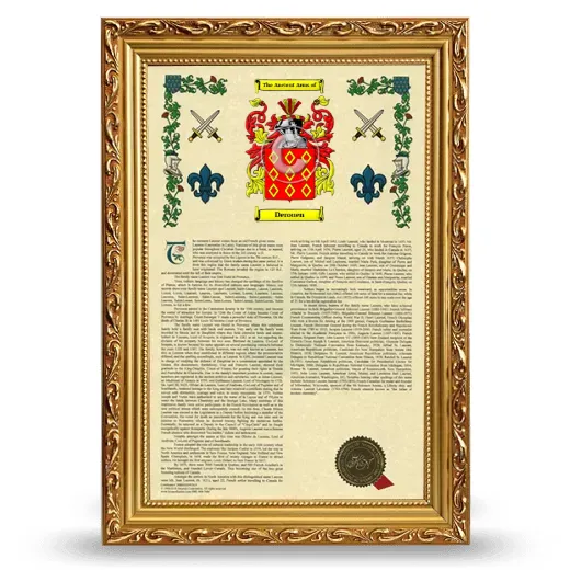 Derouen Armorial History Framed - Gold