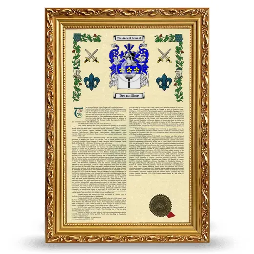 Des maillote Armorial History Framed - Gold