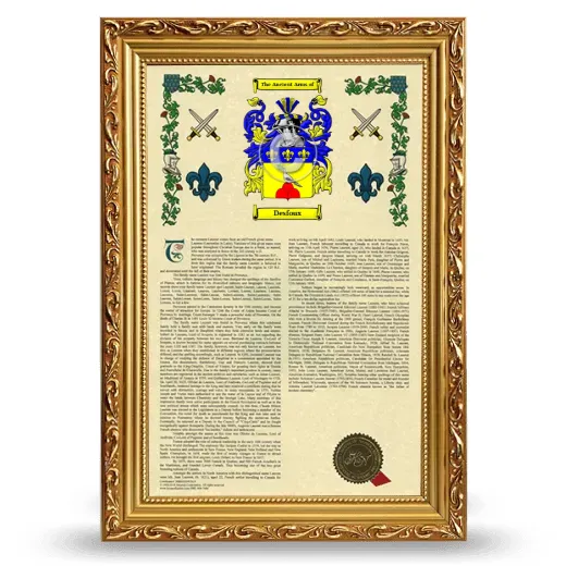 Desfoux Armorial History Framed - Gold