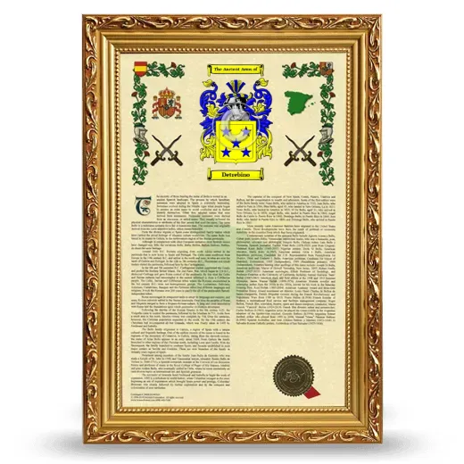 Detrebino Armorial History Framed - Gold
