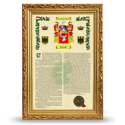 Detweiler Armorial History Framed - Gold