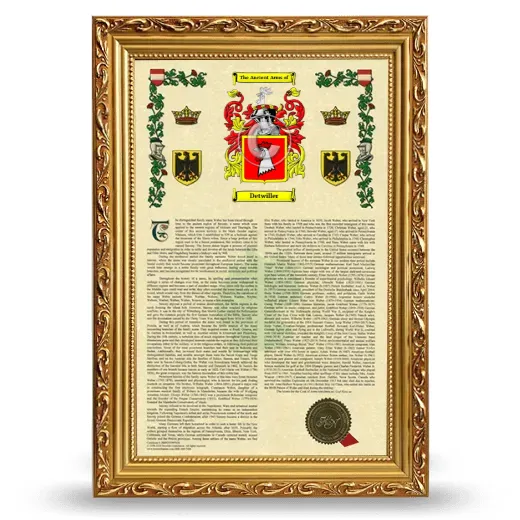 Detwiller Armorial History Framed - Gold