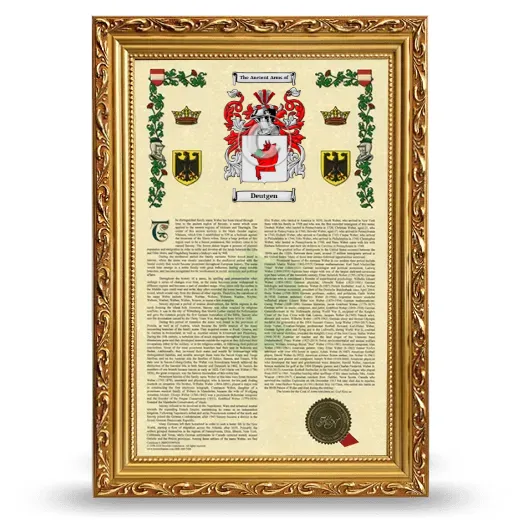 Deutgen Armorial History Framed - Gold
