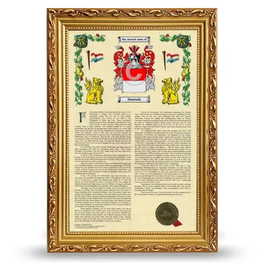 Deutsch Armorial History Framed - Gold