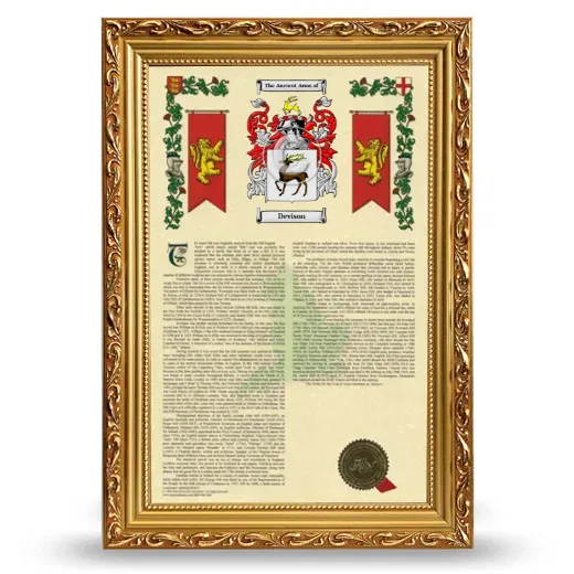 Devison Armorial History Framed - Gold
