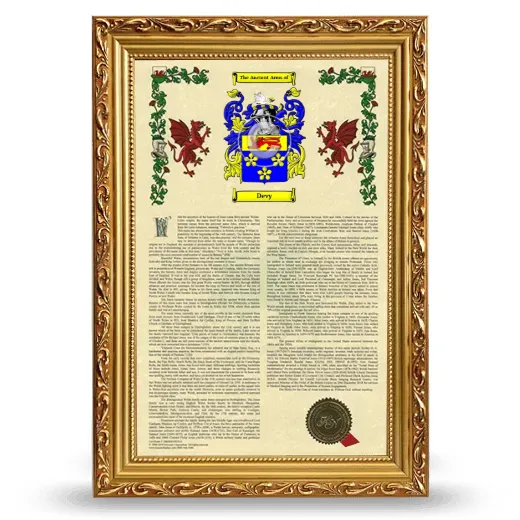 Devy Armorial History Framed - Gold