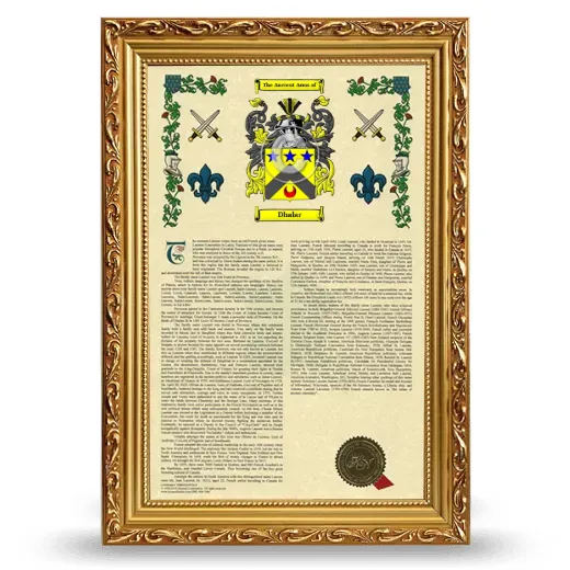 Dhalar Armorial History Framed - Gold