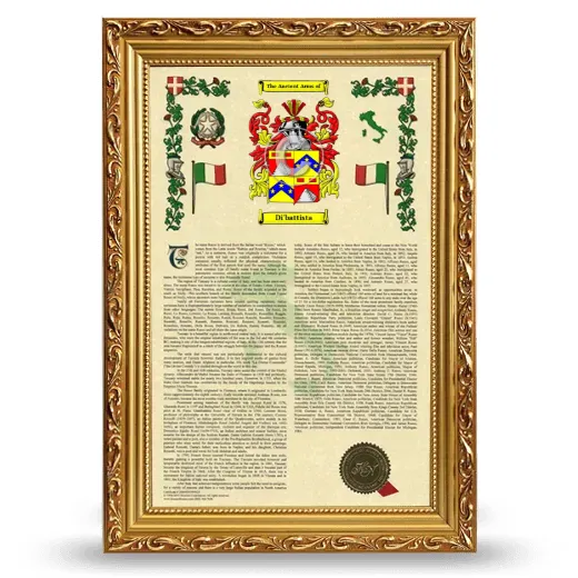 Di'battista Armorial History Framed - Gold