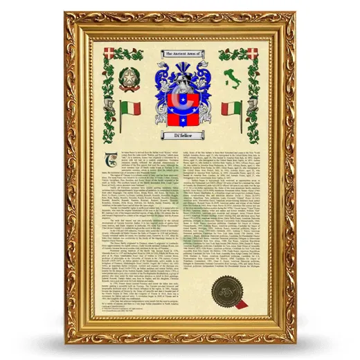 Di'felice Armorial History Framed - Gold