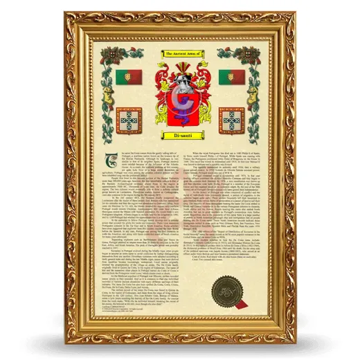 Di-santi Armorial History Framed - Gold