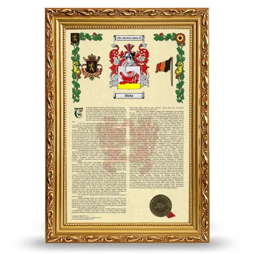 Dicke Armorial History Framed - Gold