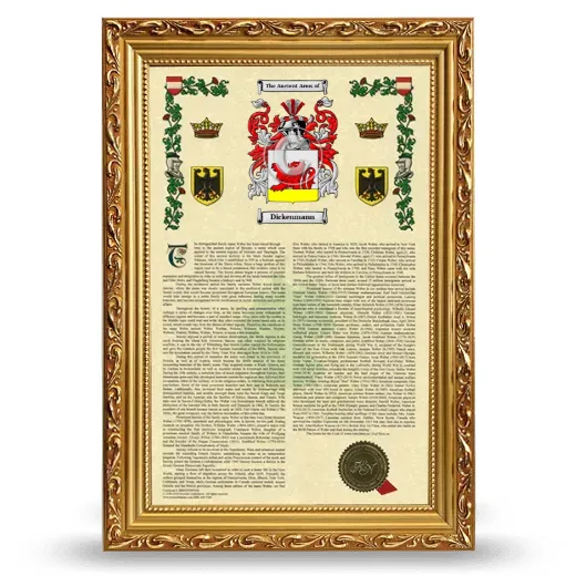 Dickenmann Armorial History Framed - Gold