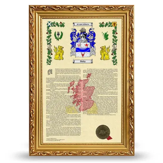 Dicky Armorial History Framed - Gold