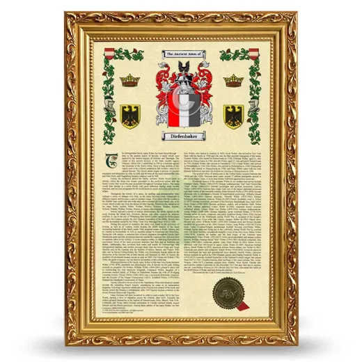 Diefenbaker Armorial History Framed - Gold