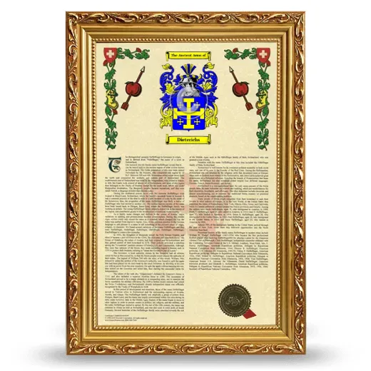 Dieterichs Armorial History Framed - Gold
