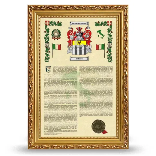 Difalco Armorial History Framed - Gold