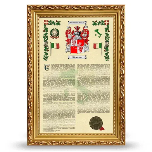 Digaetano Armorial History Framed - Gold