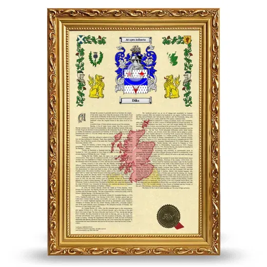 Diks Armorial History Framed - Gold