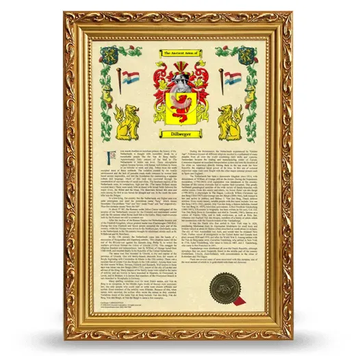 Dilberger Armorial History Framed - Gold
