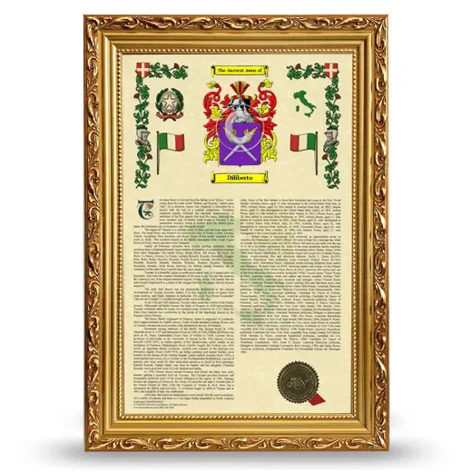 Diliberto Armorial History Framed - Gold